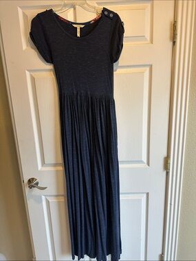 Matilda Jane Navy Short-Sleeve Maxi Dress with Button Shoulder